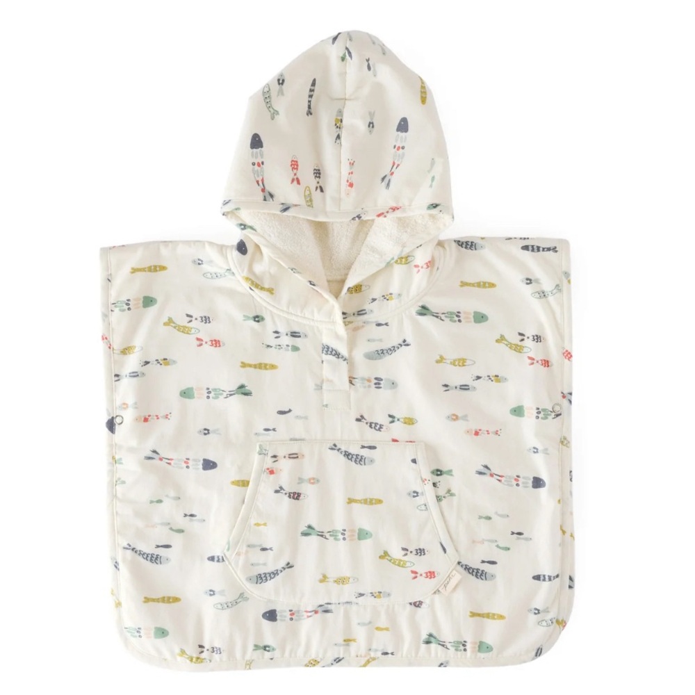 Pehr Hooded Poncho Towel in Saltwater 12-24 Months